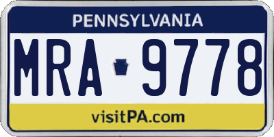 PA license plate MRA9778