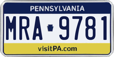 PA license plate MRA9781