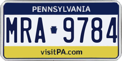 PA license plate MRA9784