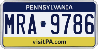 PA license plate MRA9786
