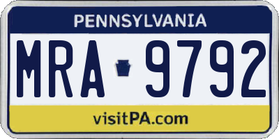 PA license plate MRA9792