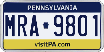 PA license plate MRA9801