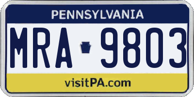 PA license plate MRA9803