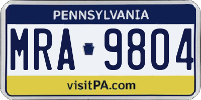 PA license plate MRA9804