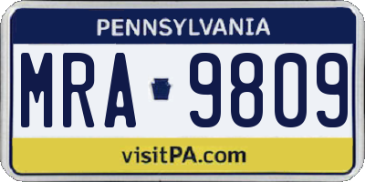 PA license plate MRA9809