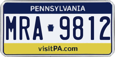 PA license plate MRA9812