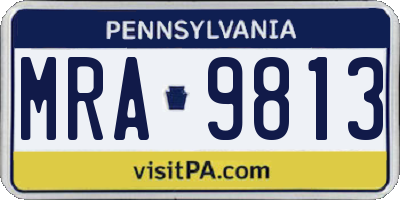 PA license plate MRA9813