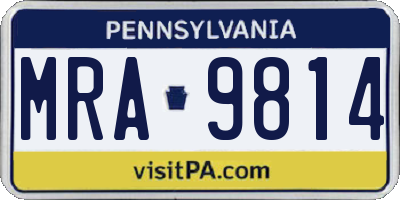PA license plate MRA9814