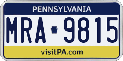 PA license plate MRA9815