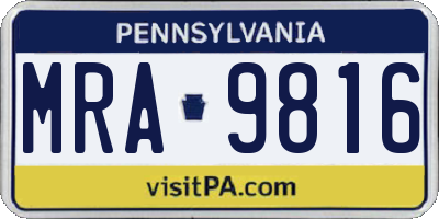 PA license plate MRA9816