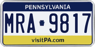 PA license plate MRA9817