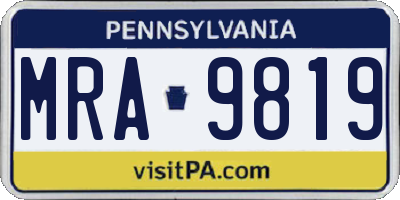 PA license plate MRA9819
