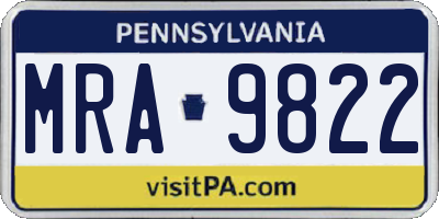 PA license plate MRA9822