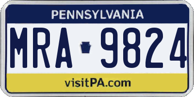 PA license plate MRA9824