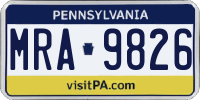 PA license plate MRA9826
