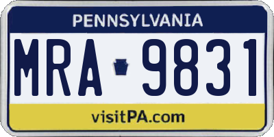 PA license plate MRA9831