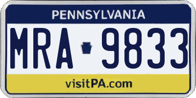 PA license plate MRA9833