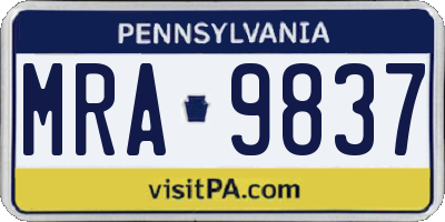 PA license plate MRA9837