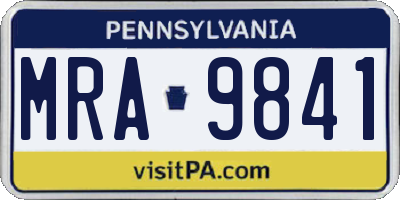 PA license plate MRA9841
