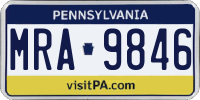 PA license plate MRA9846