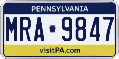 PA license plate MRA9847