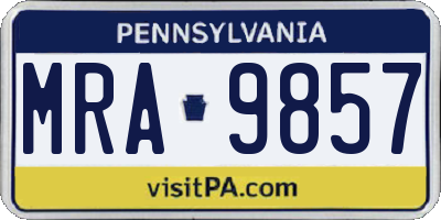PA license plate MRA9857
