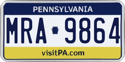 PA license plate MRA9864