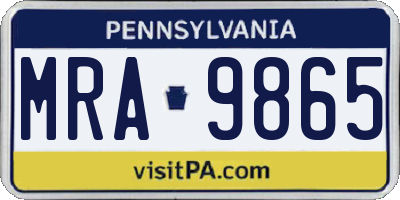 PA license plate MRA9865
