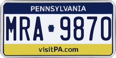 PA license plate MRA9870