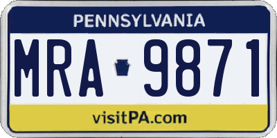 PA license plate MRA9871