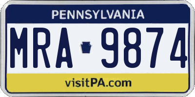 PA license plate MRA9874