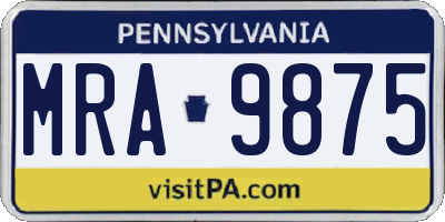 PA license plate MRA9875