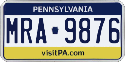 PA license plate MRA9876