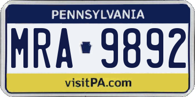 PA license plate MRA9892