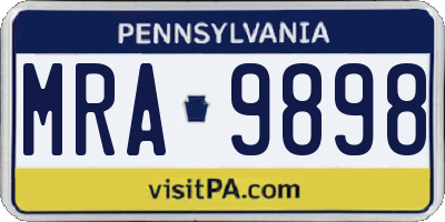 PA license plate MRA9898