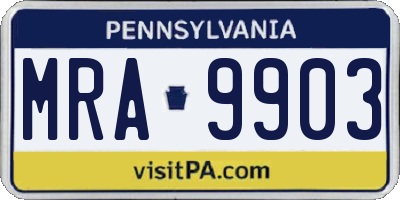 PA license plate MRA9903