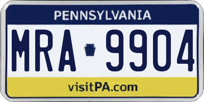 PA license plate MRA9904