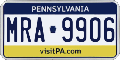 PA license plate MRA9906