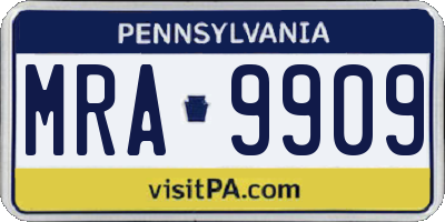PA license plate MRA9909