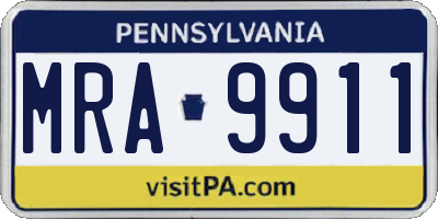 PA license plate MRA9911