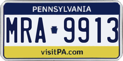 PA license plate MRA9913