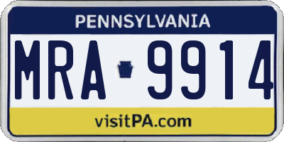 PA license plate MRA9914