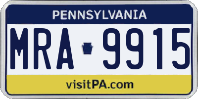 PA license plate MRA9915