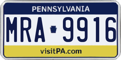 PA license plate MRA9916