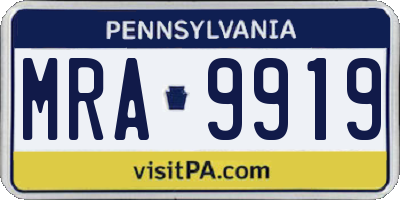 PA license plate MRA9919