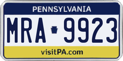 PA license plate MRA9923