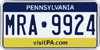PA license plate MRA9924