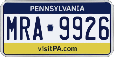 PA license plate MRA9926