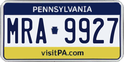 PA license plate MRA9927