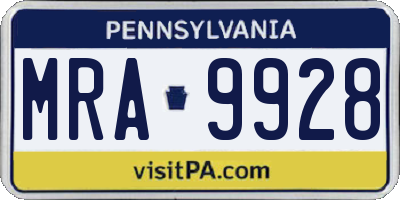 PA license plate MRA9928